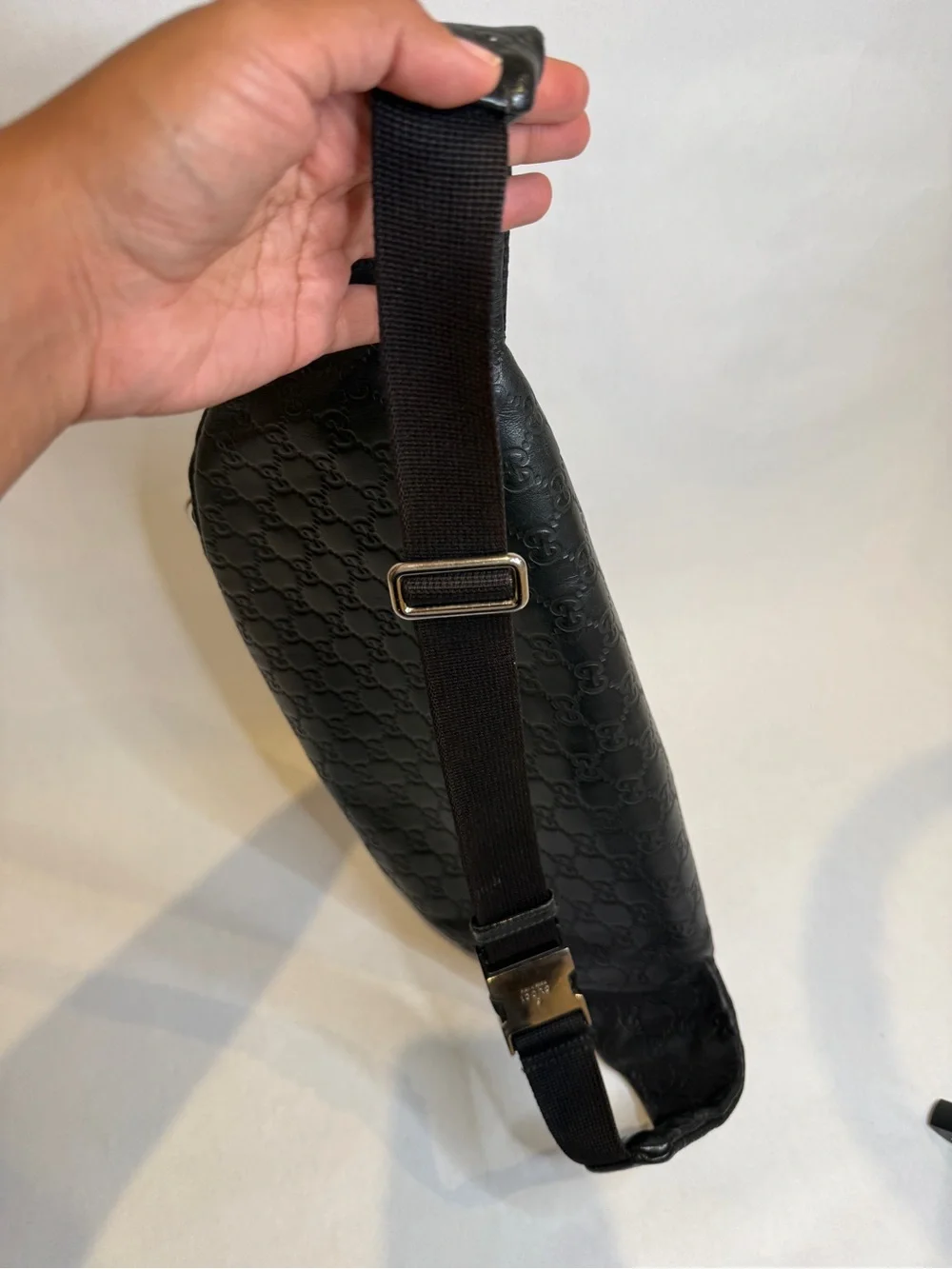 Gucci Black GG Embossed Leather Belt Bag bumbag